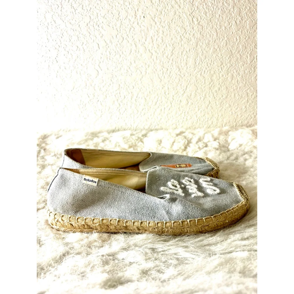 Anthropologie x Soludos “La Vie En Rose” smoking slipper espadrille flats Sz 10